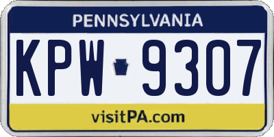 PA license plate KPW9307