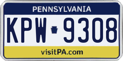 PA license plate KPW9308