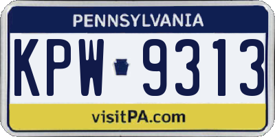 PA license plate KPW9313
