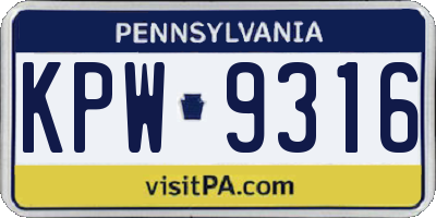 PA license plate KPW9316