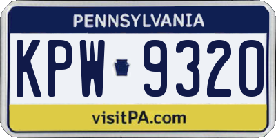 PA license plate KPW9320