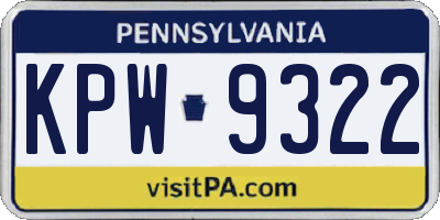 PA license plate KPW9322