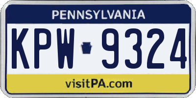 PA license plate KPW9324