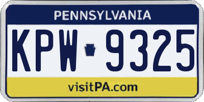 PA license plate KPW9325