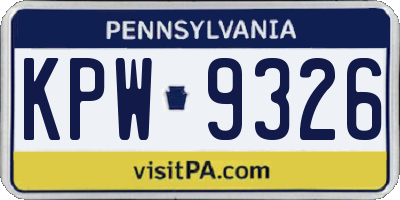 PA license plate KPW9326
