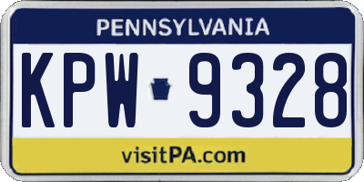 PA license plate KPW9328