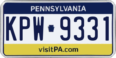 PA license plate KPW9331