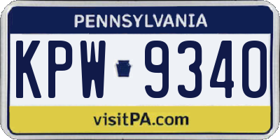 PA license plate KPW9340