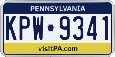 PA license plate KPW9341