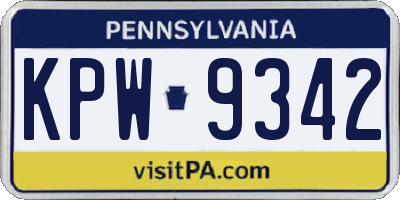 PA license plate KPW9342