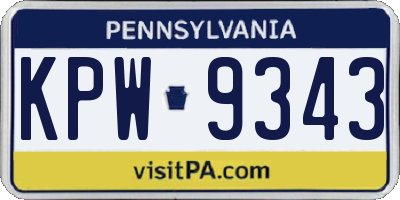 PA license plate KPW9343
