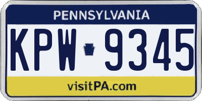 PA license plate KPW9345