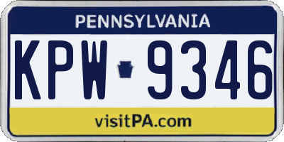 PA license plate KPW9346