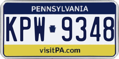 PA license plate KPW9348