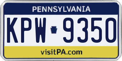 PA license plate KPW9350