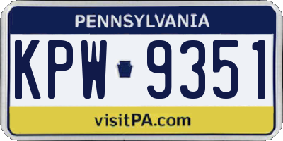 PA license plate KPW9351