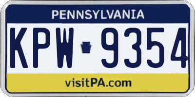 PA license plate KPW9354