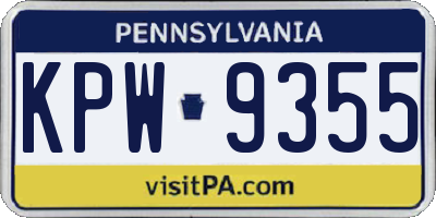 PA license plate KPW9355