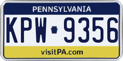 PA license plate KPW9356