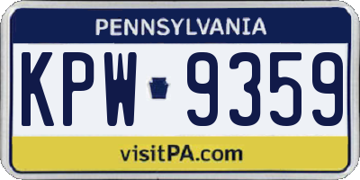 PA license plate KPW9359