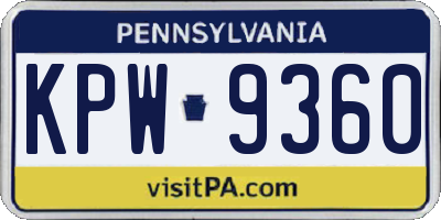 PA license plate KPW9360