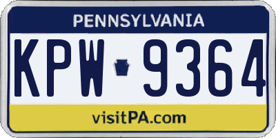 PA license plate KPW9364