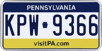PA license plate KPW9366