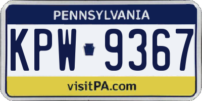 PA license plate KPW9367