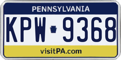 PA license plate KPW9368