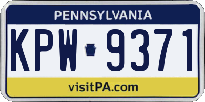 PA license plate KPW9371