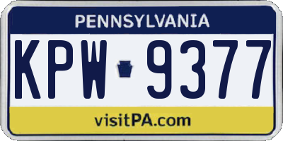 PA license plate KPW9377
