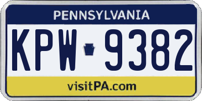 PA license plate KPW9382