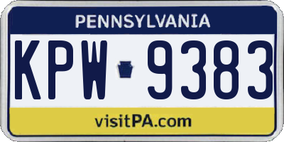 PA license plate KPW9383