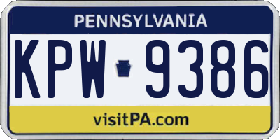 PA license plate KPW9386