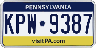 PA license plate KPW9387