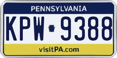 PA license plate KPW9388