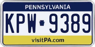 PA license plate KPW9389