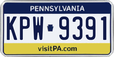 PA license plate KPW9391