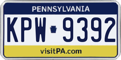 PA license plate KPW9392
