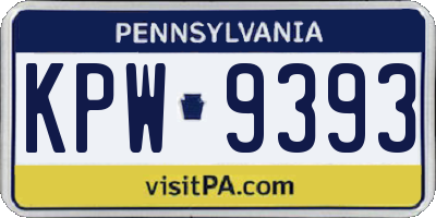 PA license plate KPW9393