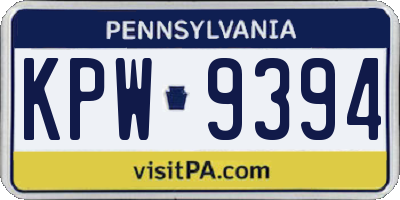 PA license plate KPW9394