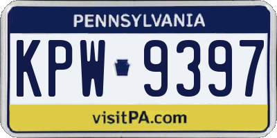 PA license plate KPW9397