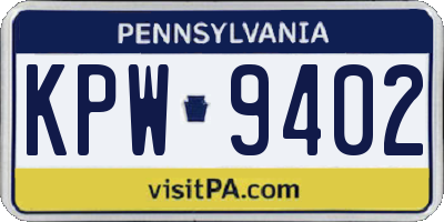 PA license plate KPW9402