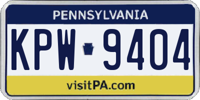 PA license plate KPW9404