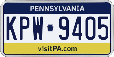 PA license plate KPW9405