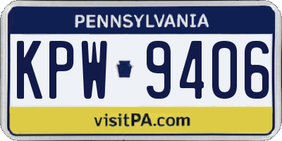 PA license plate KPW9406