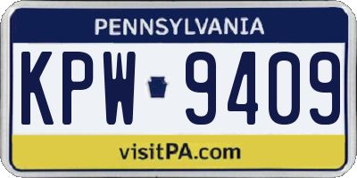 PA license plate KPW9409