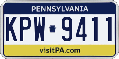 PA license plate KPW9411