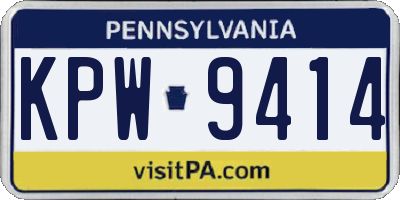 PA license plate KPW9414