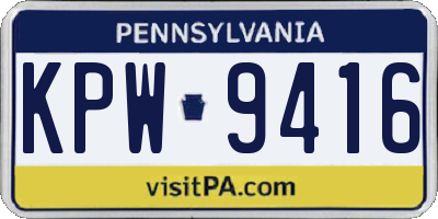 PA license plate KPW9416